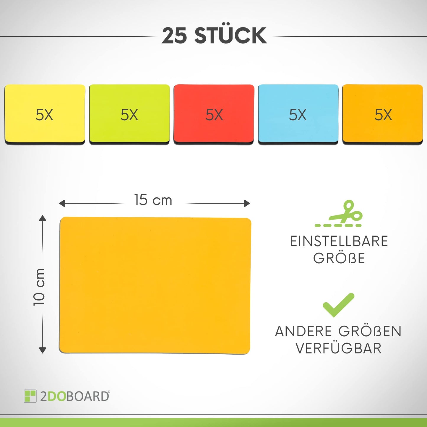 2DOBOARD Beschreibbare Magnete 15 x 10 cm für Kanban Board oder Scrum Tafel - 25 Stück - Scrum Karten für Whiteboard - Magnete zum beschriften - Magnetic Notes - Kanban Karten (Mix 5 Farben)