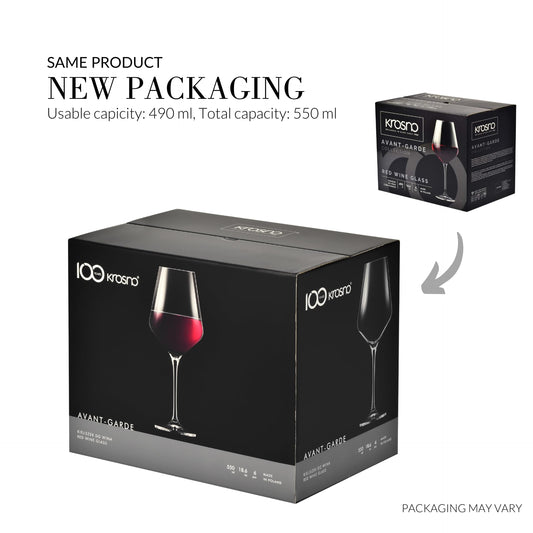 Krosno Rot-Weingläser | 6er set | 490 ML | Avant-Garde Kollektion | Rotweingläser| Perfekt für zu Hause, Restaurants und Partys | Spülmaschinenfest | Rotweinglas | Rotwein gläser