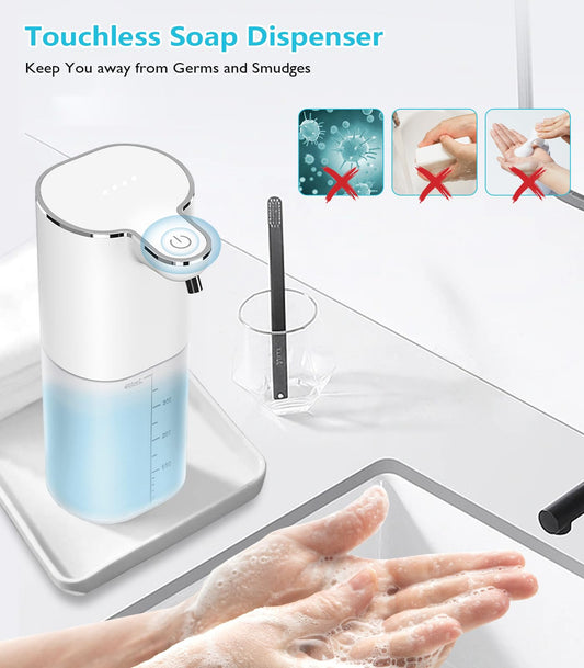 Automatischer Seifenspender Wandbefestigung,Gcstnn 400ml Flüssigseifenspender USB-C Aufladung Elektrischer Sensor, mit 4 einstellbare Stufen, IPX5 Wasserdicht Für Küche,Bad,Schule,Hotel