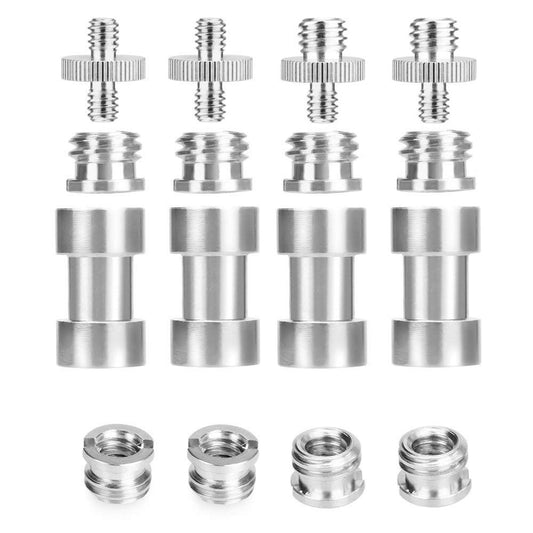 UTEBIT Kamera Gewindeadapter 1/4 zu 3/8 Zoll Stativschraube 1/4 zu 1/4 Gewinde Adapter Silber Metal Spigot Adapter für Kamera/Stativ/Monopad/Kugelkopf/Licht Standplatz