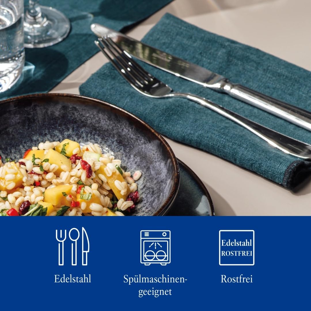 Villeroy & Boch – Oscar Tafelbesteck 68 teilig 12 Personen, Spülmaschinenfest, Rostfrei, Besteck Edelstahl, Essbesteck, Besteckset, Messer, Gabel, Löffel, Küchen Besteck Set, Edelstahl