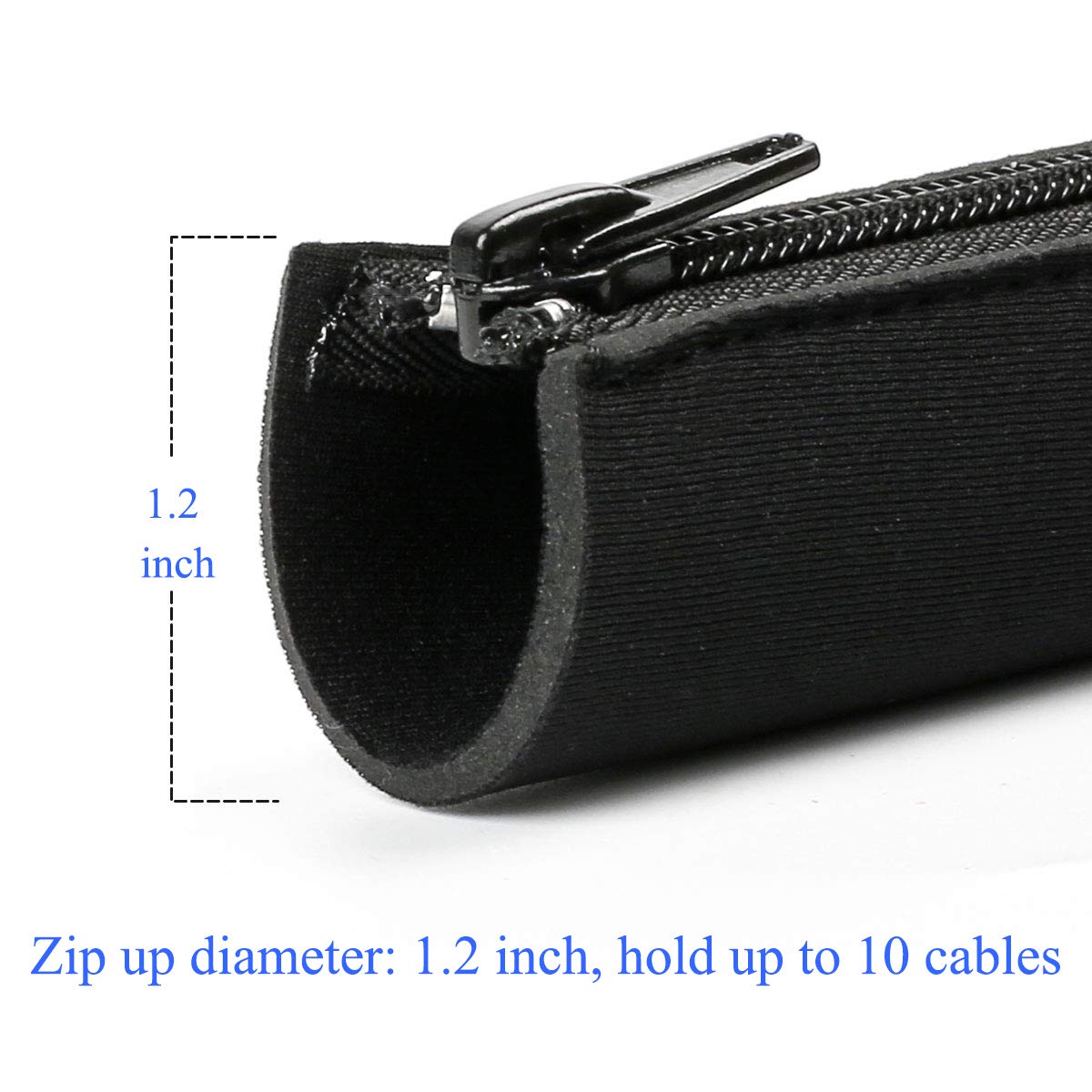 Teskyer 4 Stück Kabelschlauch mit Reißverschluss, Durchmesser 30 mm Kabelschlauch Schwarz (0,38 m/1,5 m)