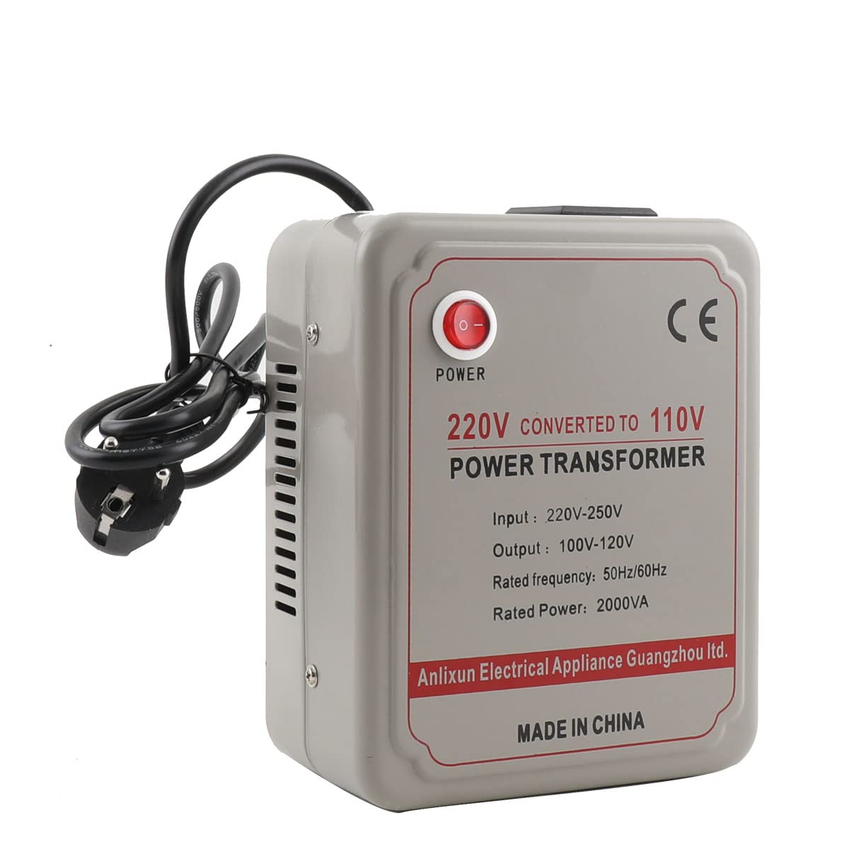 TABODD 220V auf 110V Spannungswandler, 2000W Step Down Wandler Spannung Watt Leistungswandler von Europa nach USA, Spannungswandler mit Leistungsschalter für Home Office