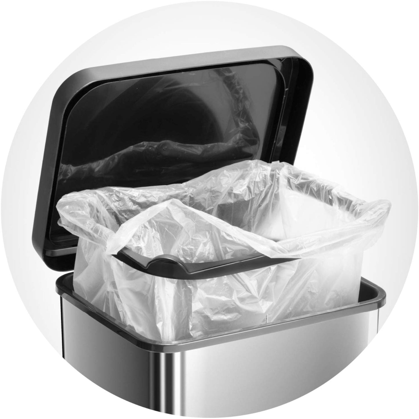 Rotho Paso Mülleimer 20l mit Deckel, Kunststoff (PP) BPA-frei, silbermetallic, 20l (29.3 x 26.6 x 45.7 cm), Silber