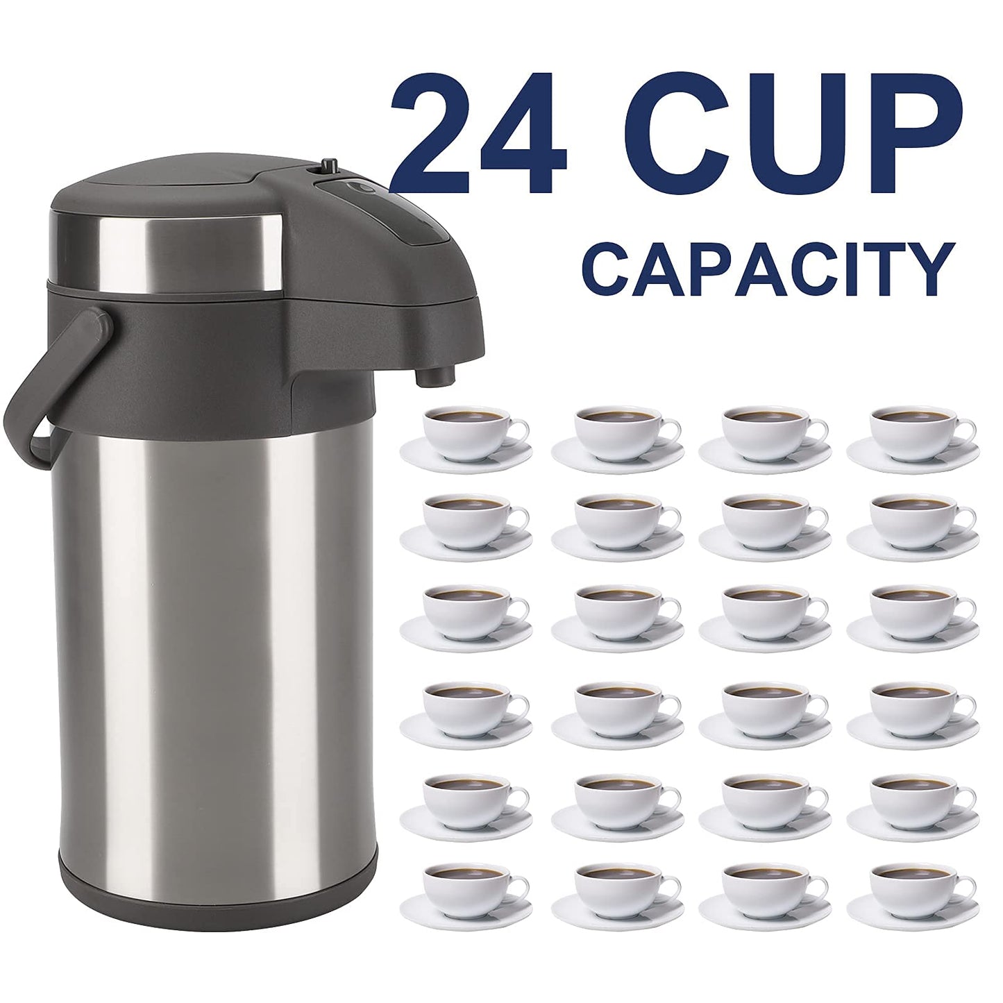 Titel: Olerd 4-Liter Pumpthermoskanne, Silber, Edelstahl-Doppelwand mit Vakuumisolierung, Kaffeespender mit Pumpmechanik für Warm und Kalt