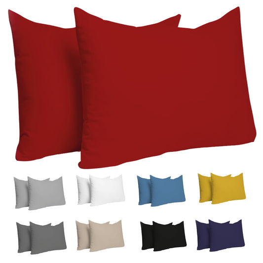 Dreamzie Kissenbezug 30x50 (Set mit 2) - 100% Jersey Baumwolle 150 g/qm Kissenbezüge -Rot - Für Kissenbezug 50x30 cm - Kissenhülle - Resistent und Hypoallergen