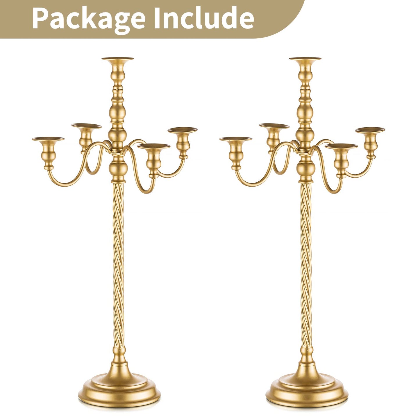 Nuptio Kandelaber Kerzenständer 5 Armig: 71cm Satz von 2 Kerzen Ständer Halter hoch, Gold Metall Kandelaber Kerzenhalter Retro für Home Hochzeit Weihnachten Halloween Geburtstag Jahrestag