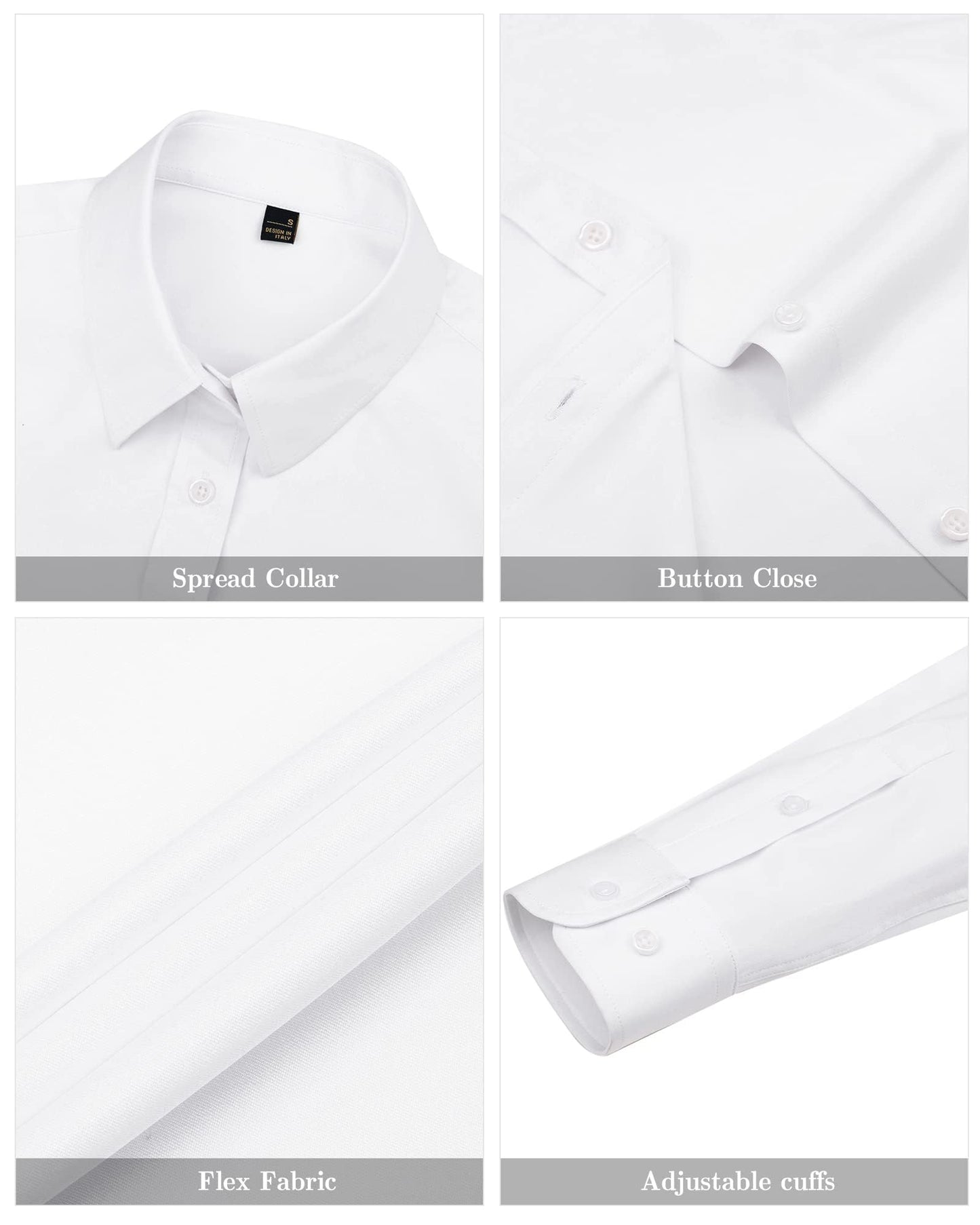 J.VER Bluse Damen Casual Business Bluse Damen Button Down Shirts Klassische Langarm Kragen Tops Bügelleichtes Modern Oberteil,Weiß,L