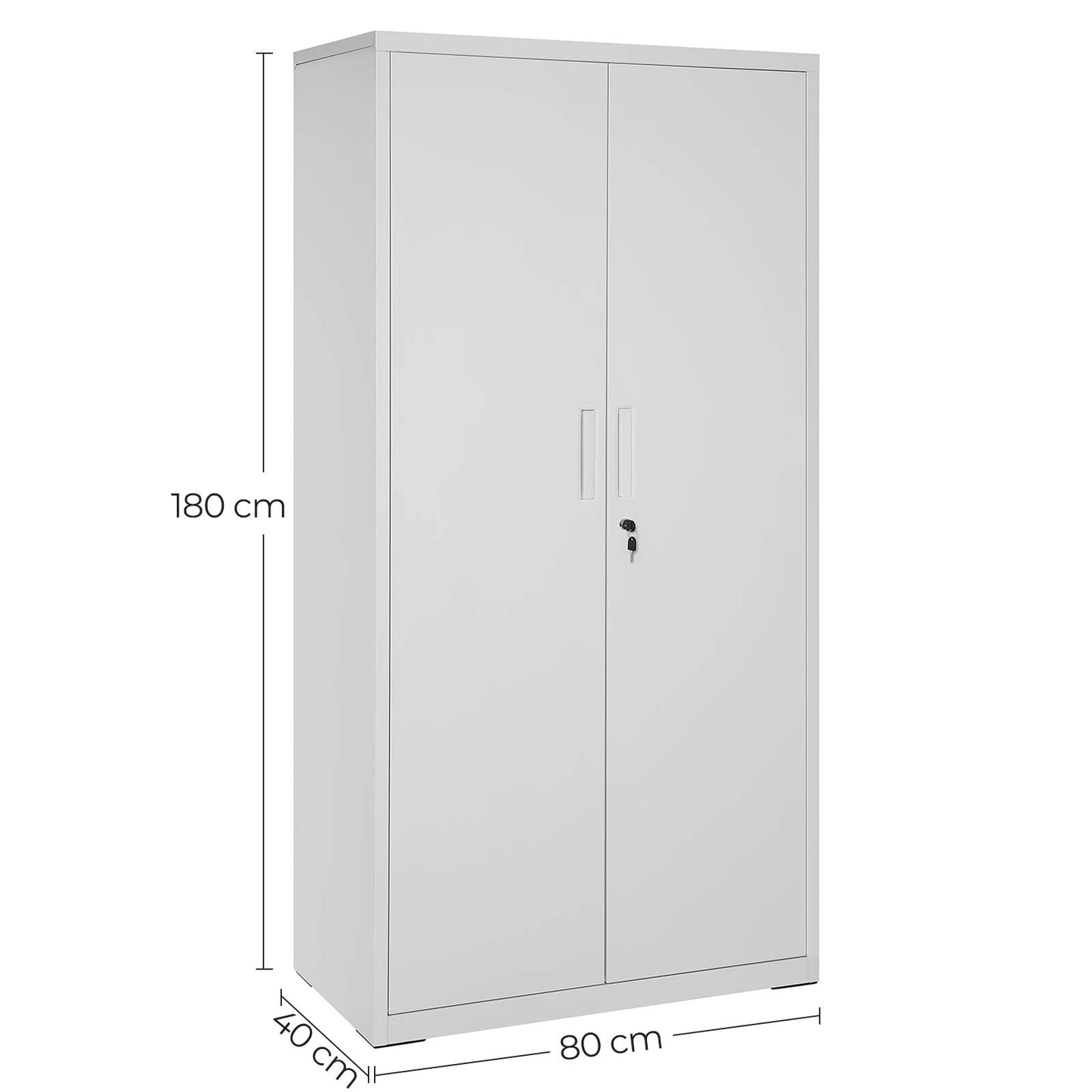 SONGMICS Aktenschrank, Mehrzweckschrank, Stahl-Aufbewahrungsschrank, 5 Ebenen, Doppeltüren, Schloss, Werkzeugschrank, verstellbare Ablagen, Garage, Büro, Wohnzimmer, grau OMC015G01