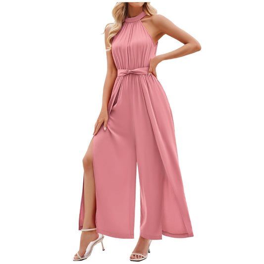 Generisch Sommer Jumpsuit Jumpsuits Für Damen Overall Hochzeitsgast Outfit Damen Elegant Hosenanzüge Für Hochzeit Sommer Lang Festlich Elegant Eleganter Jumpsuit Damen Overall Damen Sommer Rosa,M