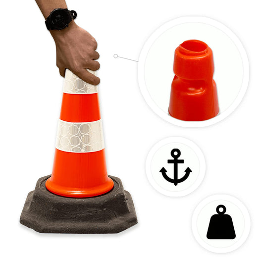 Street Solutions Verkehrshütchen, beschwerte Leitkegel für zu Hause und Unternehmen, robuste Verkehrskegel aus 100% recyceltem PVC, Wasser- und windfest, 45 cm hohe Kegel, 6 Stück