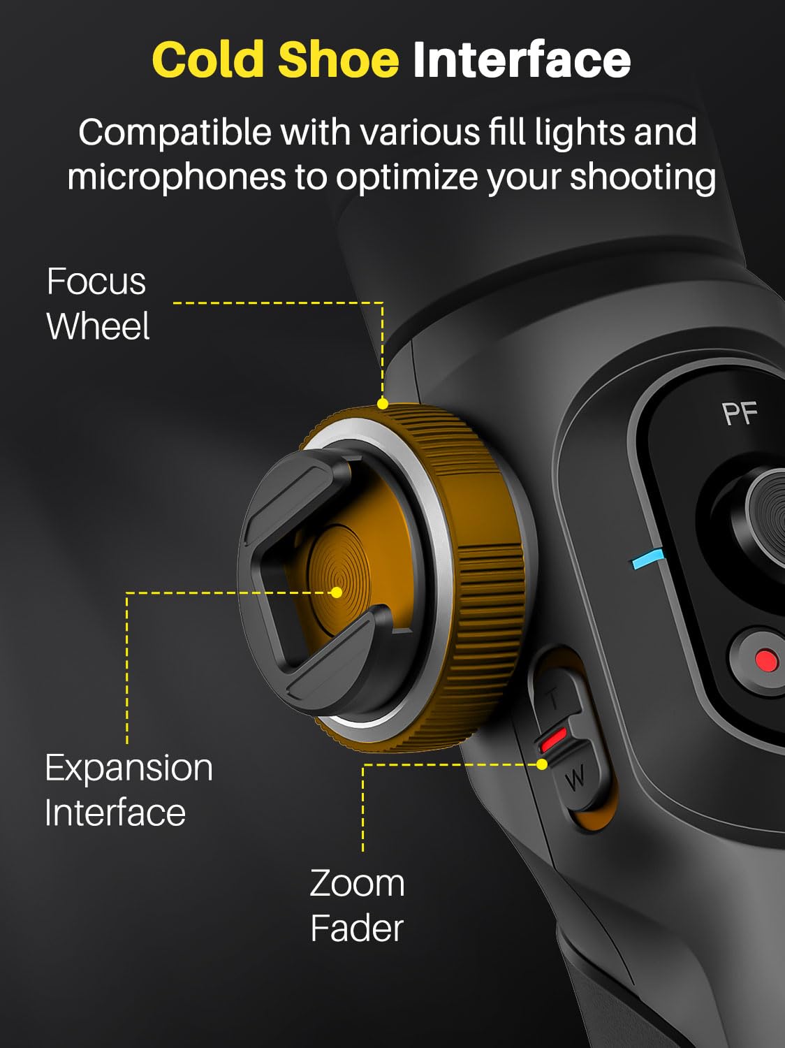 Professioneller Gimbal-Stabilisator für Smartphones, integrierte 18-cm-Verlängerung und leistungsstarkes Fülllicht, Gesichts Objektverfolgungsstabilisator, 3-Achsen-Gimbal für iPhone, AOCHUAN Smart S2