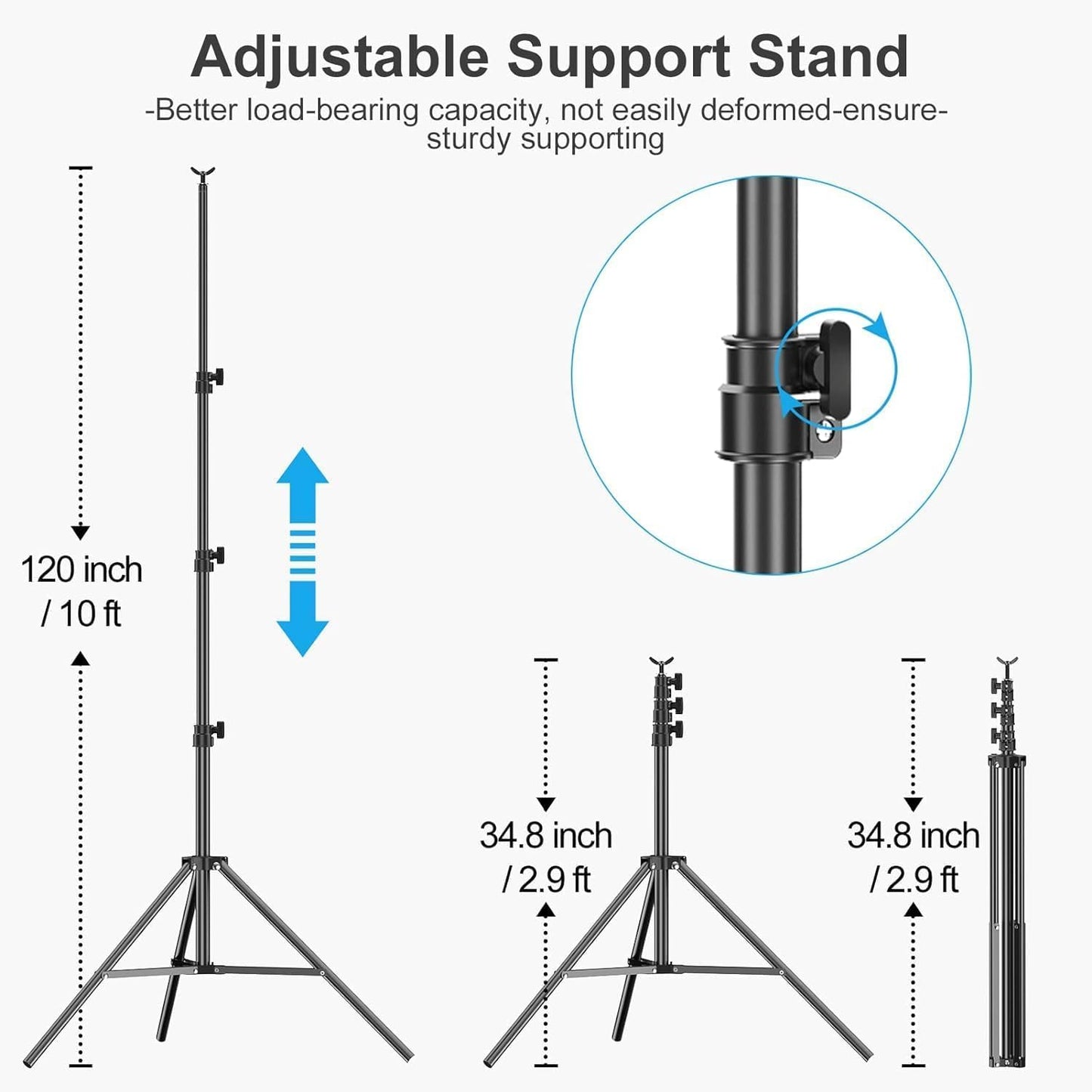 EMART Foto Hintergrund Ständer Kit, 3m x 3,6m Verstellbares Fotostudio Hintergrundständer, Hintergrundsystem für Fotografie, Video, Porträt und Produktfotografie
