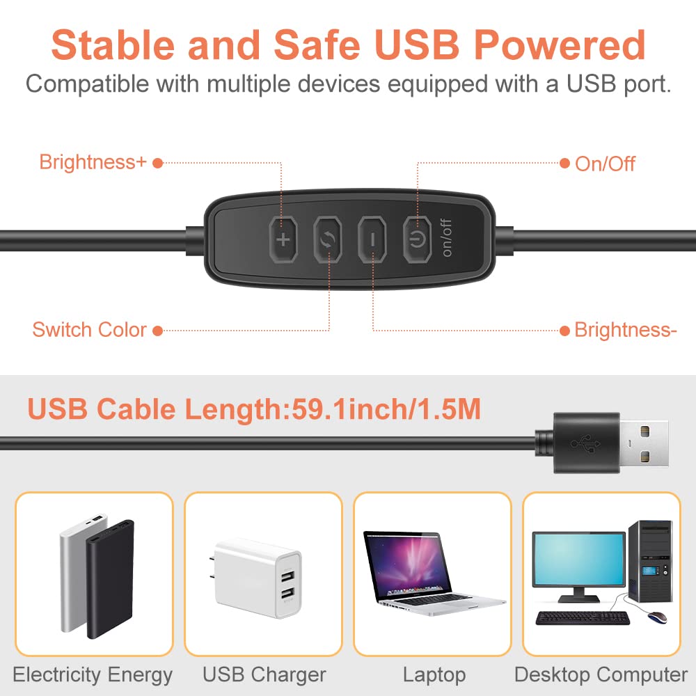 UBeesize Ringlicht Laptop, 6''Ringleuchte mit Stativ&Clip, Videokonferenz Licht 5 Beleuchtungsmodi/5Helligkeiten