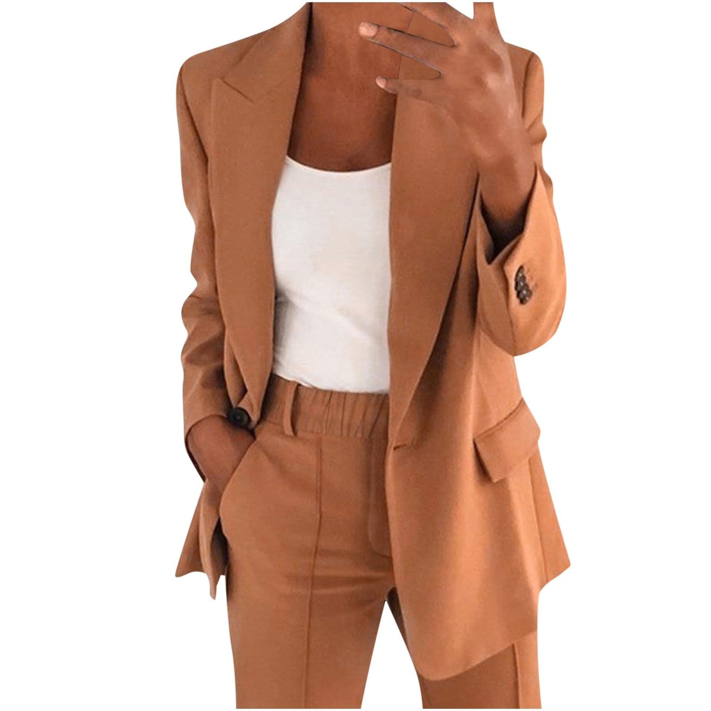 Generisch Blazer Damen Elegant Elegantes Outfit Damen Komplett Business Outfit Damen Elegantes Outfit Damen Komplett Hosenanzug Damen Sportlich Casual Outfit Damen Karo Jacke Damen Beige M