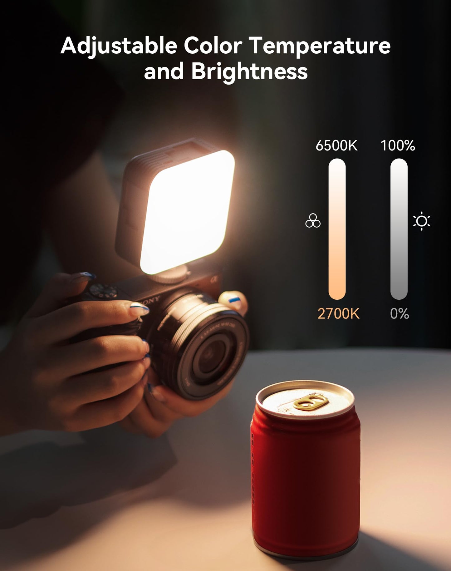 SMALLRIG P96 Mini LED Videoleuchte, 96 LED-Perlen mit Inbegriffen Cold Shoe, 1100Lux@0,3m, 103g, Tragbare Kamera Licht mit 2200mAh-Akku, 2700K–6500K, CRI 95+, Innovative Drehtellersteuerung - 3286B