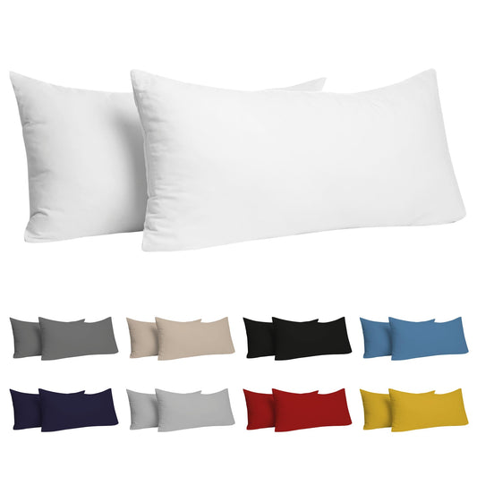 Dreamzie Kissenbezug 40x70 (Set mit 2) - 100% Jersey Baumwolle 150 g/qm Kissenbezüge -Weiß - Für Kissen 40x70 cm - Kissenhülle - Kissenbezug - Resistent und Hypoallergen