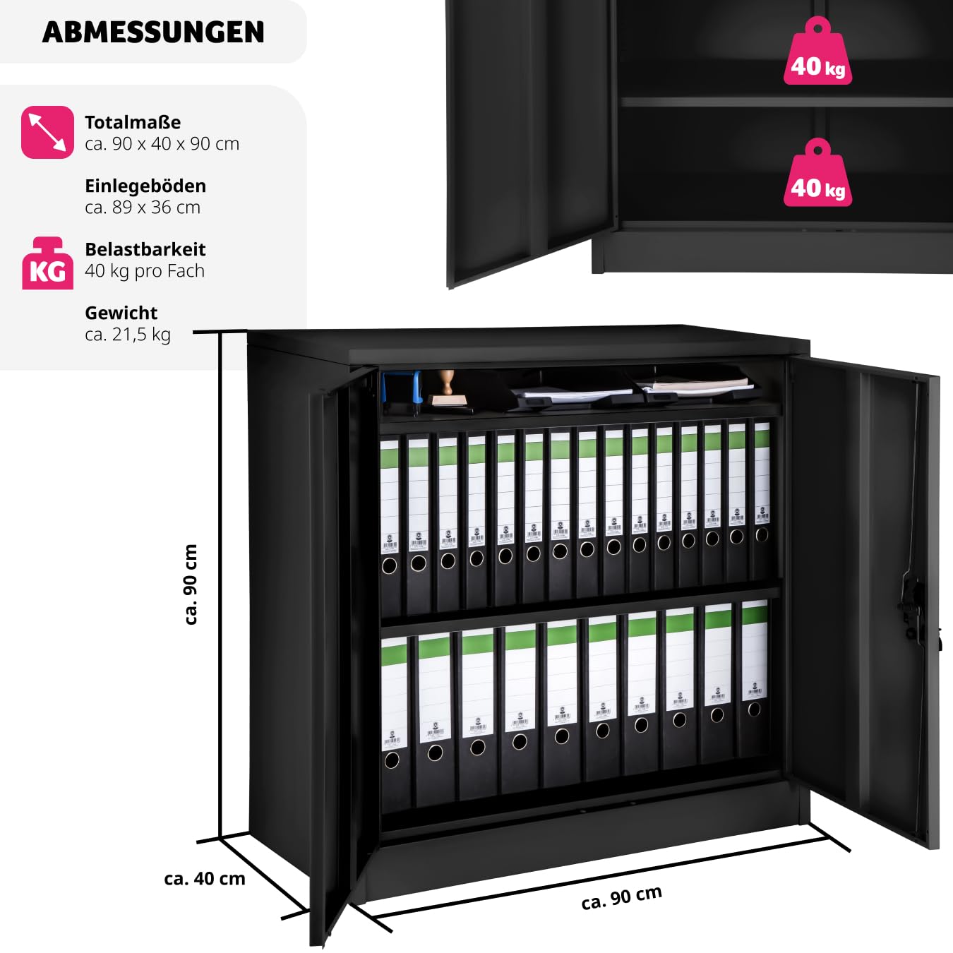 Abschließbarer Metallschrank mit Fächern – Robuster Aktenschrank für Büro & Home-Office