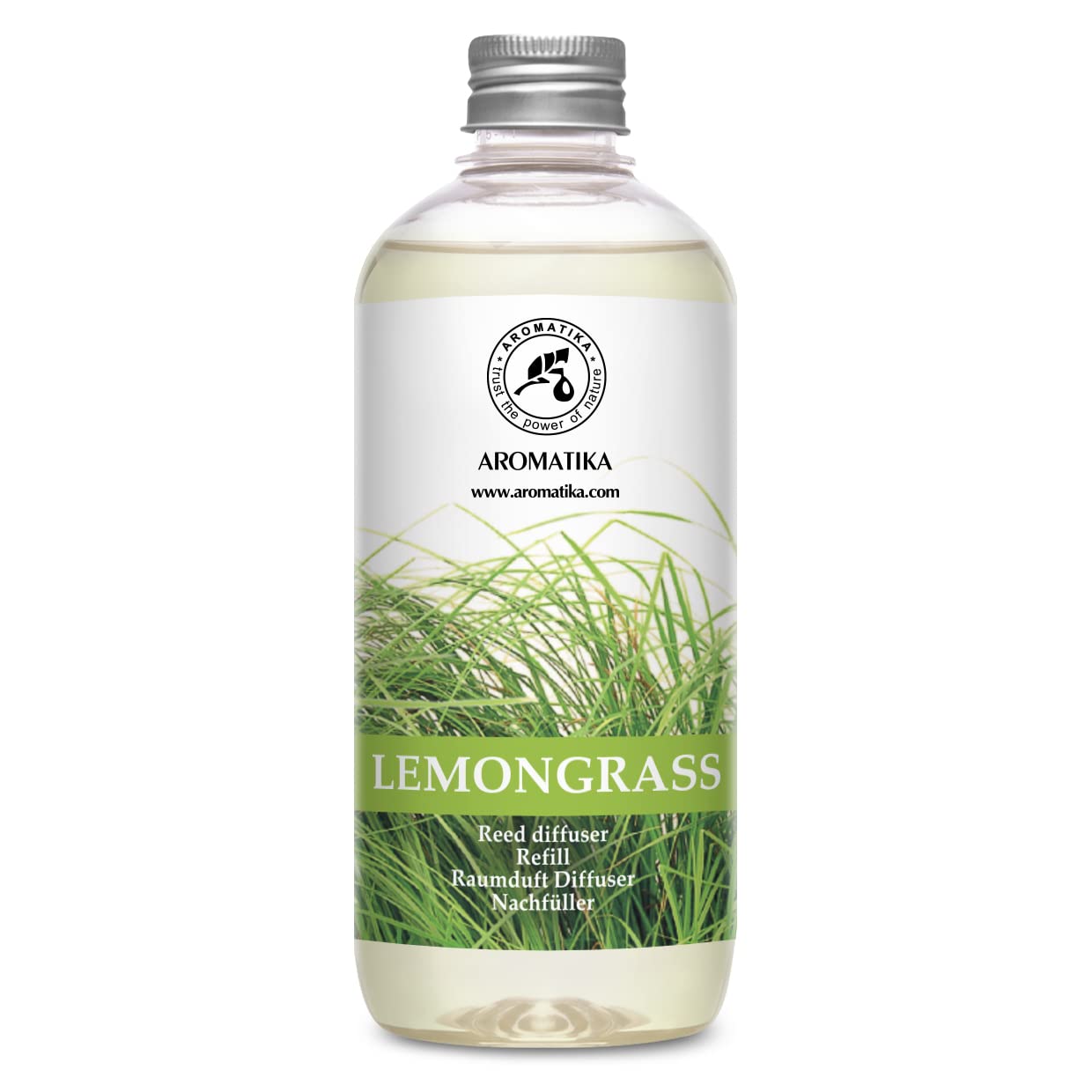 Raumduft Nachfüller Lemongrass - Zitronengras 500ml - Nachfüllflasche mit Naturreinem Ätherischen Lemongras Öl - Intensiv & Langanhaltend Natürlicher fur Raum - Küche - Bester Raumlufterfrischer