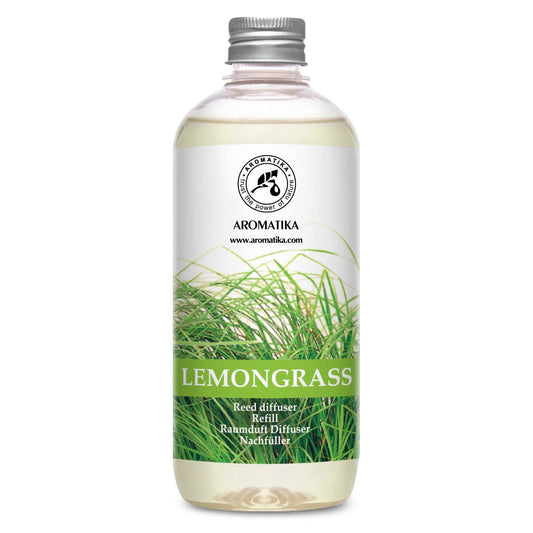 Raumduft Nachfüller Lemongrass - Zitronengras 500ml - Nachfüllflasche mit Naturreinem Ätherischen Lemongras Öl - Intensiv & Langanhaltend Natürlicher fur Raum - Küche - Bester Raumlufterfrischer