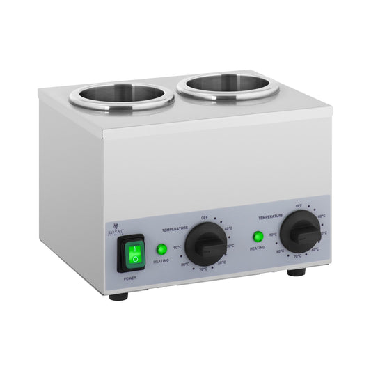 Royal Catering RCSW-16 Saucenwärmer 2 x 1 L Bedienfeld unten 40-90 °C 400 W Saucenwärmer Schokowärmer