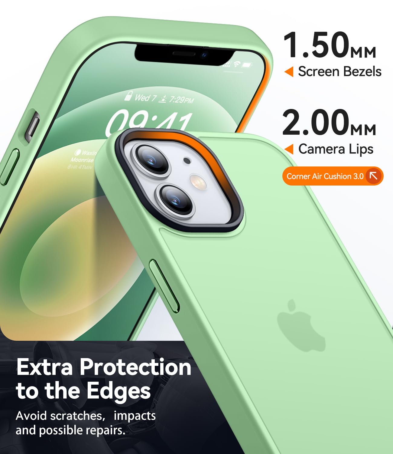 CANSHN Upgrade für iPhone 12/12 Pro Hülle [Militärschutz] Schutzhülle Samtige Touch Matt Anti-Kratzen Handyhülle iPhone 12/12 Pro Case, Matcha