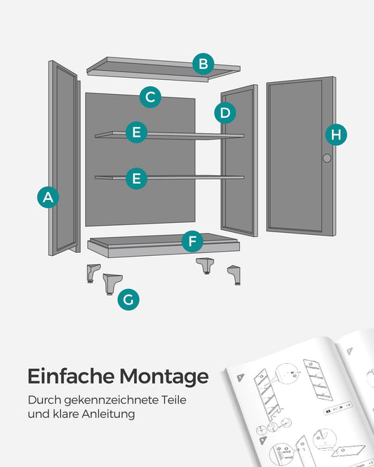 SONGMICS Aktenschrank, Mehrzweckschrank, Büroschrank mit 2 Türen