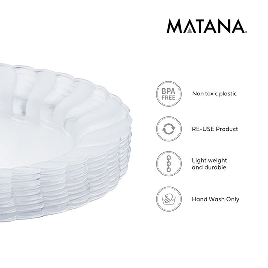 MATANA 10 Plastik Servierplatten für Vorspeisen & Fingerfood, Oval - Catering, Buffets, Geburtstage, Hochzeiten, Weihnachten & Partys - Transparent, 32x24cm - Stabil & Mehrweg