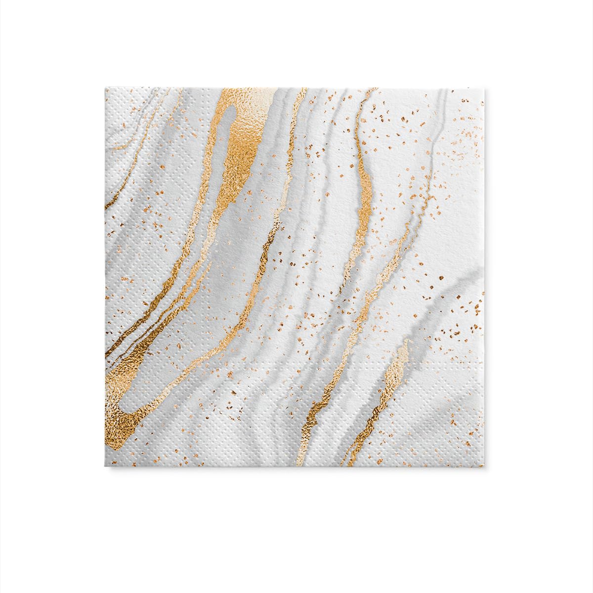 PAW - Serviette Papier 3 Plis (33 x 33 cm) I Lot de 20 I Parfait pour les Anniversaires, les Partys, les Mariages, la Kommunion et les Célébrations I Décoration de Table - Marbre Doré