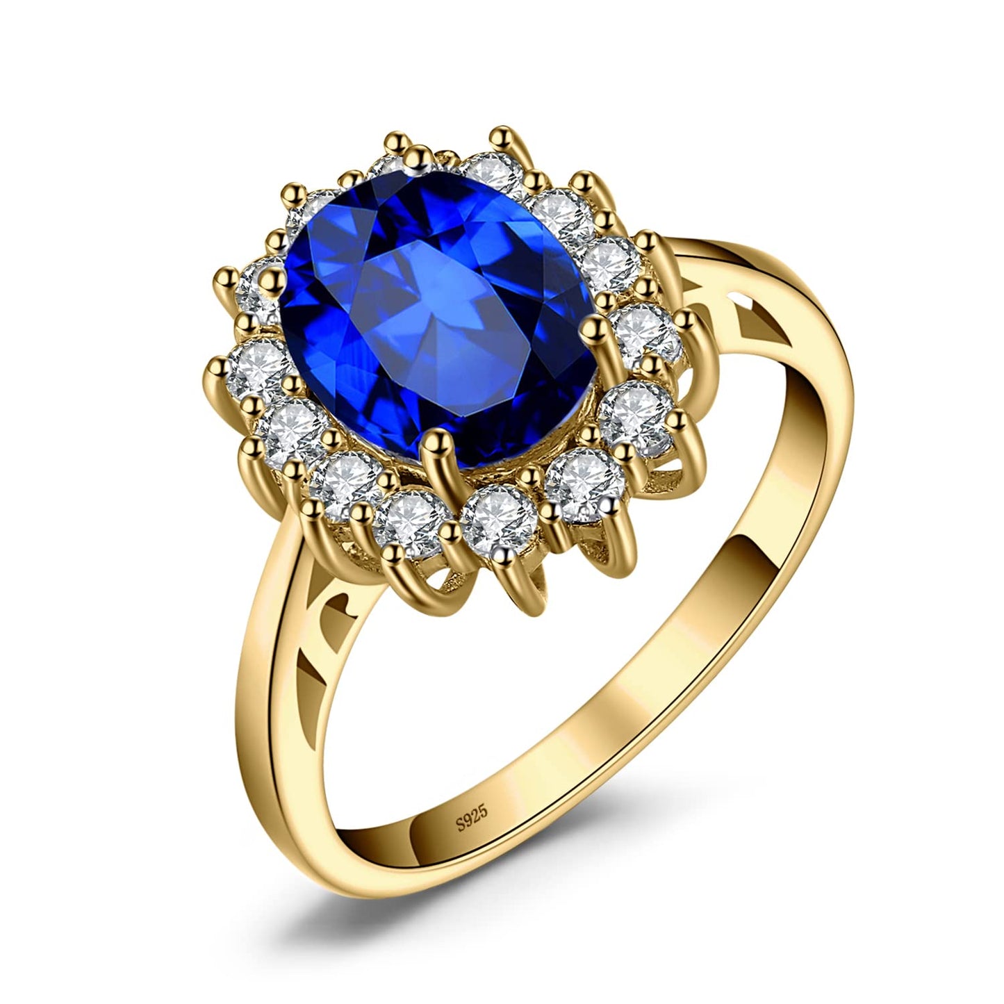 JewelryPalace Prinzessin Diana Kate Middleton 3.2ct Erstellt Saphir Ringe Gold, Verlobungsring Eheringe Promise Verlobung Ring Silber 925 Damen, Silberringe Antragsring Ringe, Damen Schmuck 57