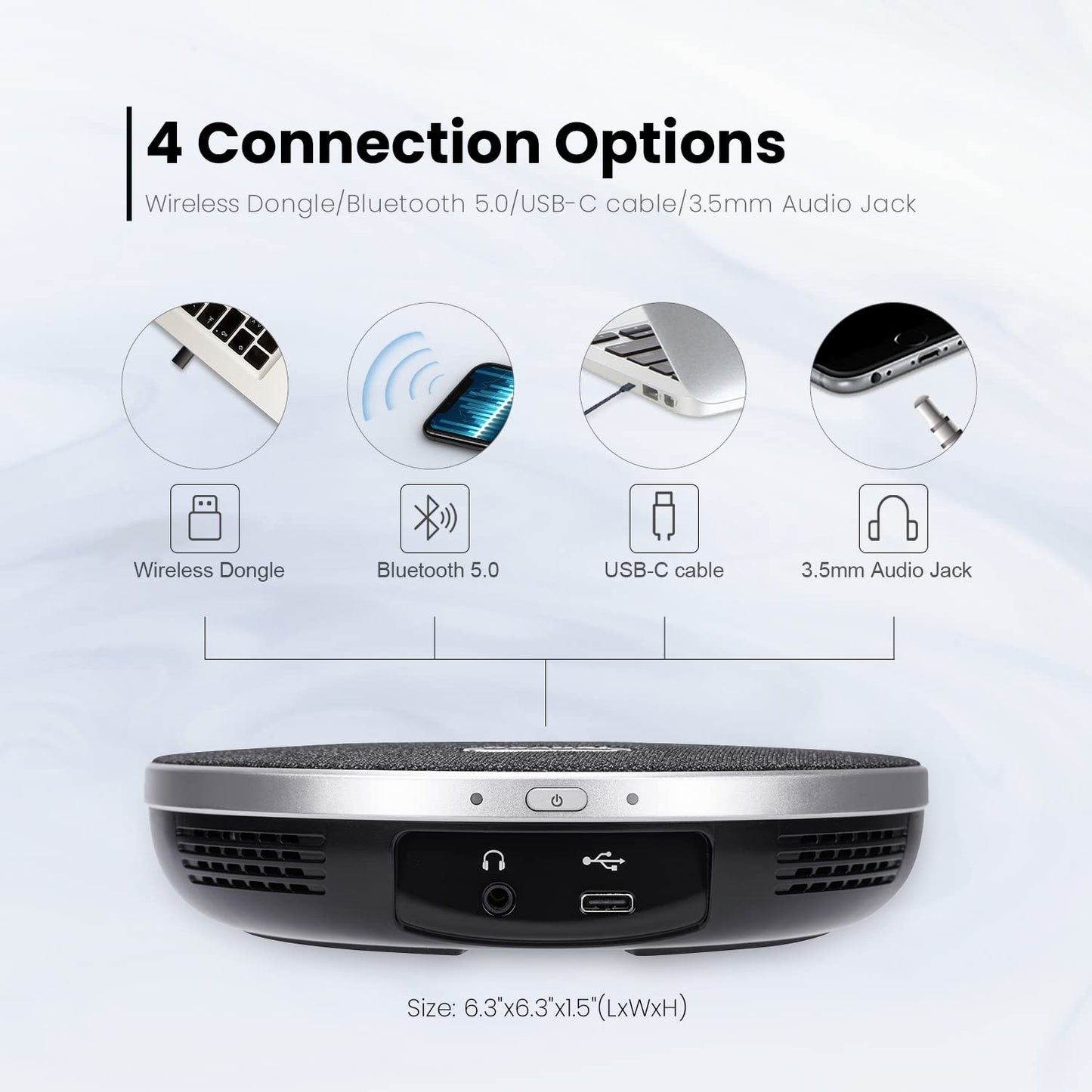 TONGVEO 4K All-in-1 Konferenzraum-Kamera-System mit Bluetooth-Mikrofon, AI Auto-Tracking 5X Digitalzoom USB3.0 124° Weitwinkel PTZ-Kamera und Freisprecheinrichtung für Zoom Skype Teams und mehr