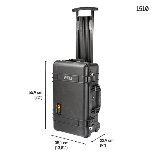 PELI 1510 Robuster Reise- und Outdoorkoffer, IP67 Wasser- und Staubdicht, 27L Volumen, Ohne Schaum, Schwarz