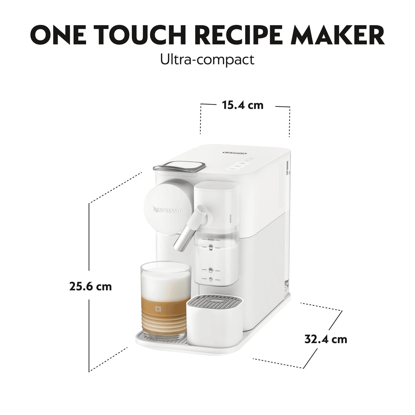 De’Longhi Nespresso Lattissima One Kapselmaschine, Porzellanweiß, EN510.W, One-Touch-Milchsystem, für Espresso, Cappuccino und Latte Macchiato