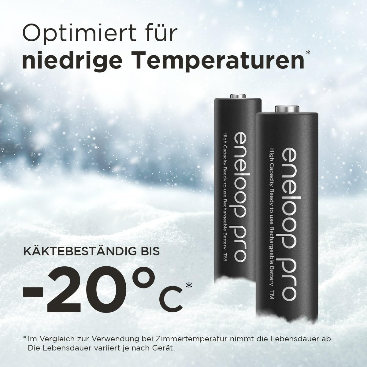 eneloop pro, AA/Mignon NI-MH Akku, 4er-Pack, Kapazität mit min. 2500 mAh, Ready-to-Use NI-MH Akkus, bis zu 500 Mal wiederaufladbar, plastikfreier Verpackung, pro, schwarz