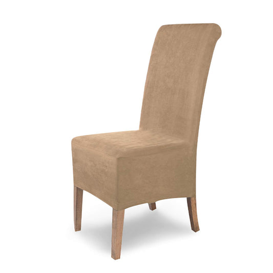 SCHEFFLER-Home Stuhlhussen Leon Beige/elastische Wildleder Hussen für Stühle/robuste Freischwinger Hussen/Stuhlhussen Stretch & Lederoptik/Stuhl Hussen waschbar