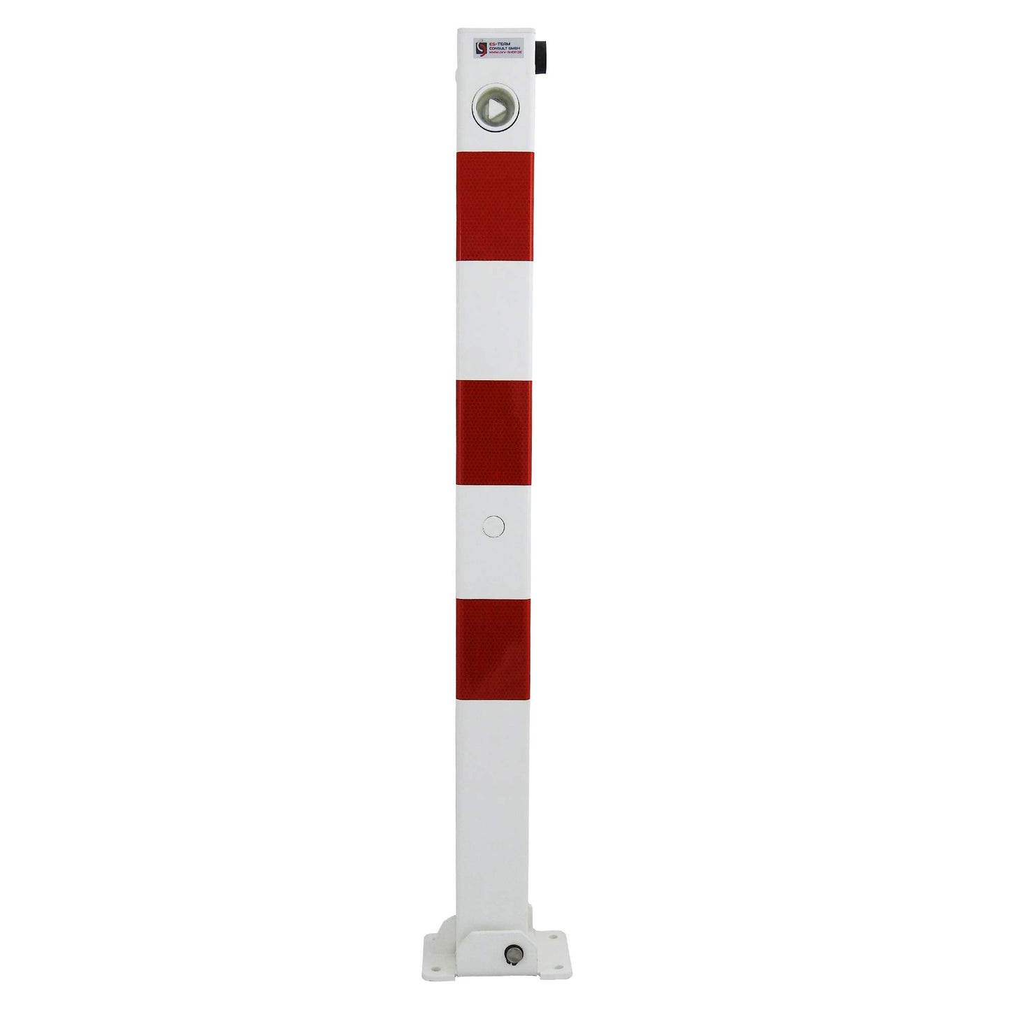 UVV UVAP7050 Absperrpfosten, Parkplatzsperre Stahl feuerverzinkt 70x70mm, eckig, Höhe 900mm, klappbar, umlegbar mit Dreikantschloss, zum Festdübeln