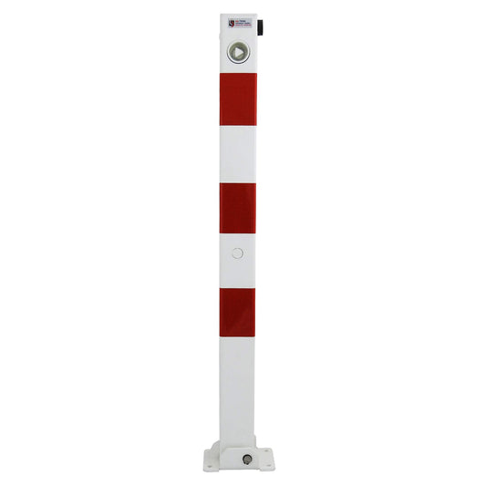 UVV UVAP7050 Absperrpfosten, Parkplatzsperre Stahl feuerverzinkt 70x70mm, eckig, Höhe 900mm, klappbar, umlegbar mit Dreikantschloss, zum Festdübeln