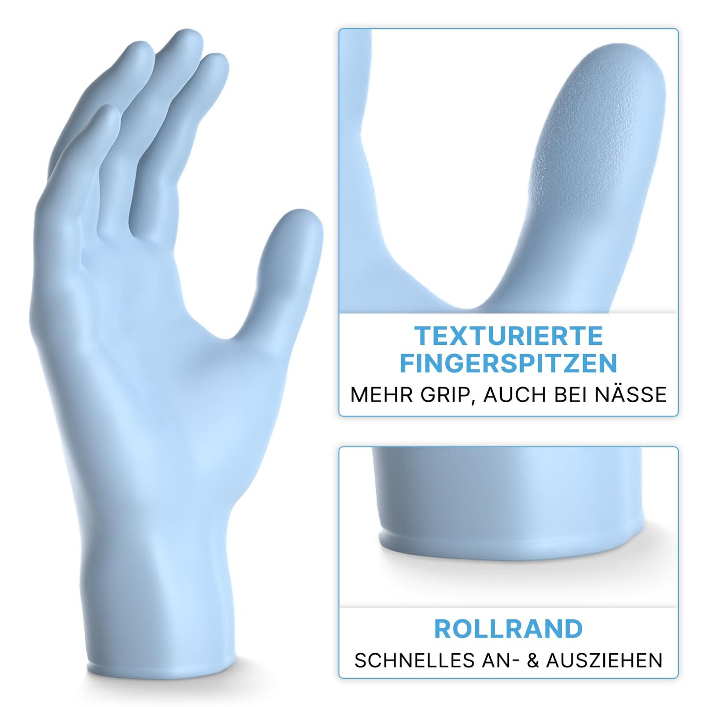 ARNOMED Einweghandschuhe Hellblau 100 Stück/Box, Nitrilhandschuhe XL, Einmalhandschuhe, Handschuhe Einweg puderfrei, latexfreie Gummihandschuhe, Einweghandschuhe in XS, S, M, L & XL verfügbar