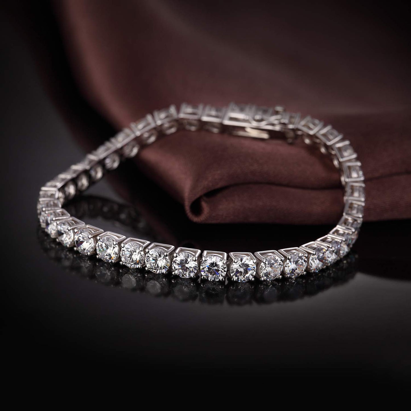 jiamiaoi Tennis Armband Damen Weiße Gold Armband Damen Sterling Silber Armband Damen Diamant Tennis Armband Sterling Silber Diamant Armband Glitzer Zirkonia Armband für Damen 16.51cm