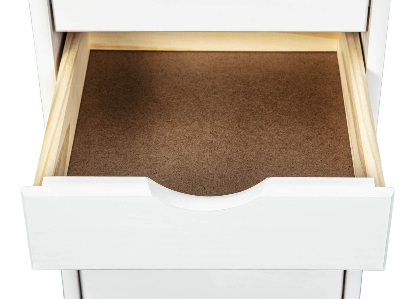 Inter Link – Rollcontainer – Rollcontainer mit 6 Schubladen – Bürocontainer - Rollschrank – Rollwagen – Schubladenkommode - Massiv Kieferholz – Weiß Lackiert - 35 x 40 x 65 cm - Simon