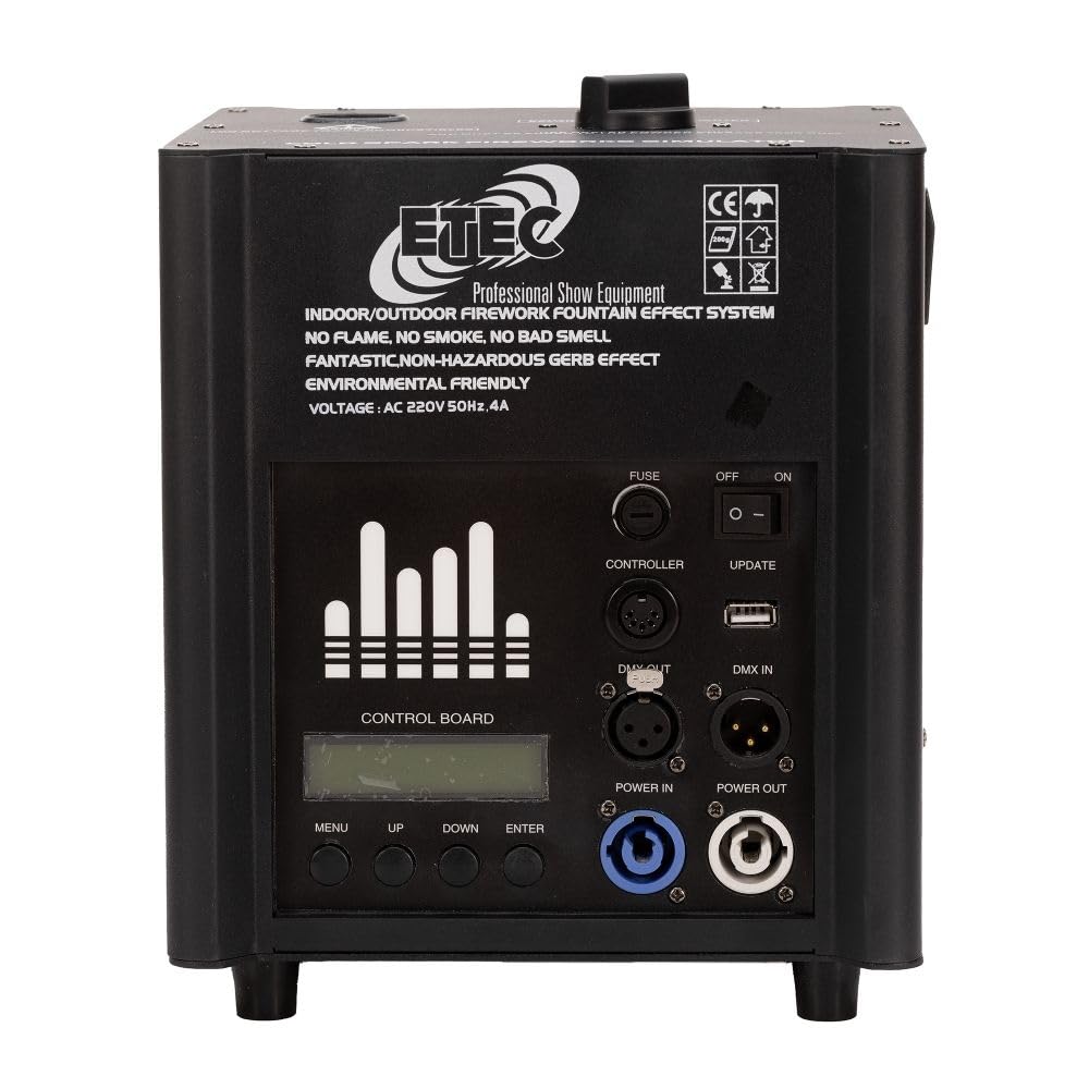 ETEC Professional FX1 SPARK MACHINE Set mit Flightcase und Spark Granulat DMX Indoor Feuerwerk Pyrotechnik Hochzeit DJ Event Effekt Bühne Auftritt Veranstaltung