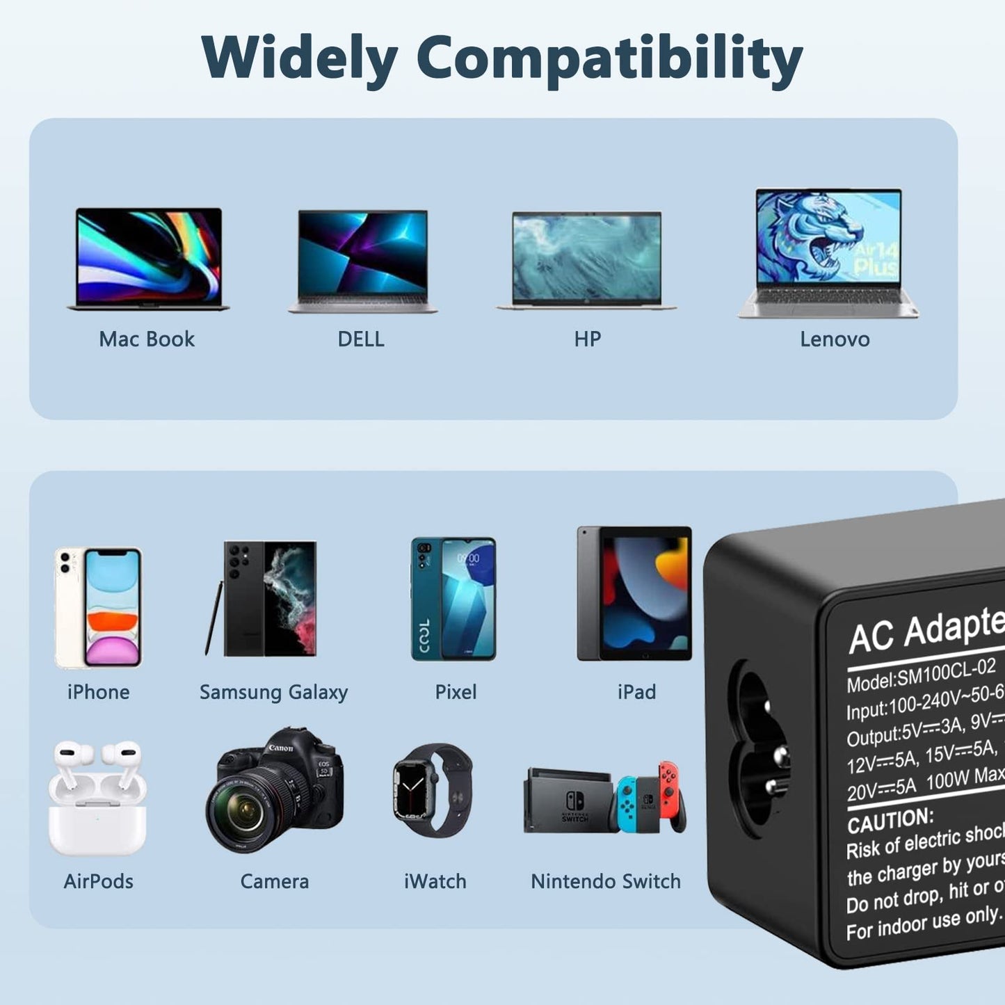 USB-C-Ladegerät, 100 W, Adapter für Mac Book Pro 16/15/14/13 Zoll, 2021/2020/2019/2018, Mac Book Air 13 Zoll, iPad Pro, Lenovo,DELL, HP, ASUS und alle USB-C-Geräte