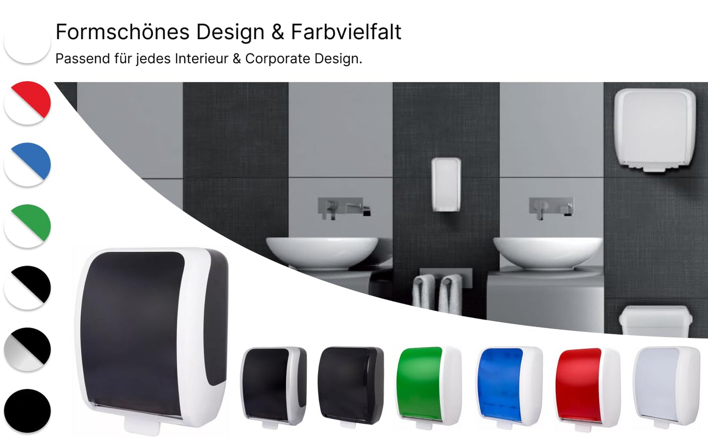 Blanc HYGIENIC Set: Handtuchrollenspender Autocut, Blanc Cosmos 2 Handtuchrollen Premium TAD - PRODUKTSET Farbe Silber/Schwarz