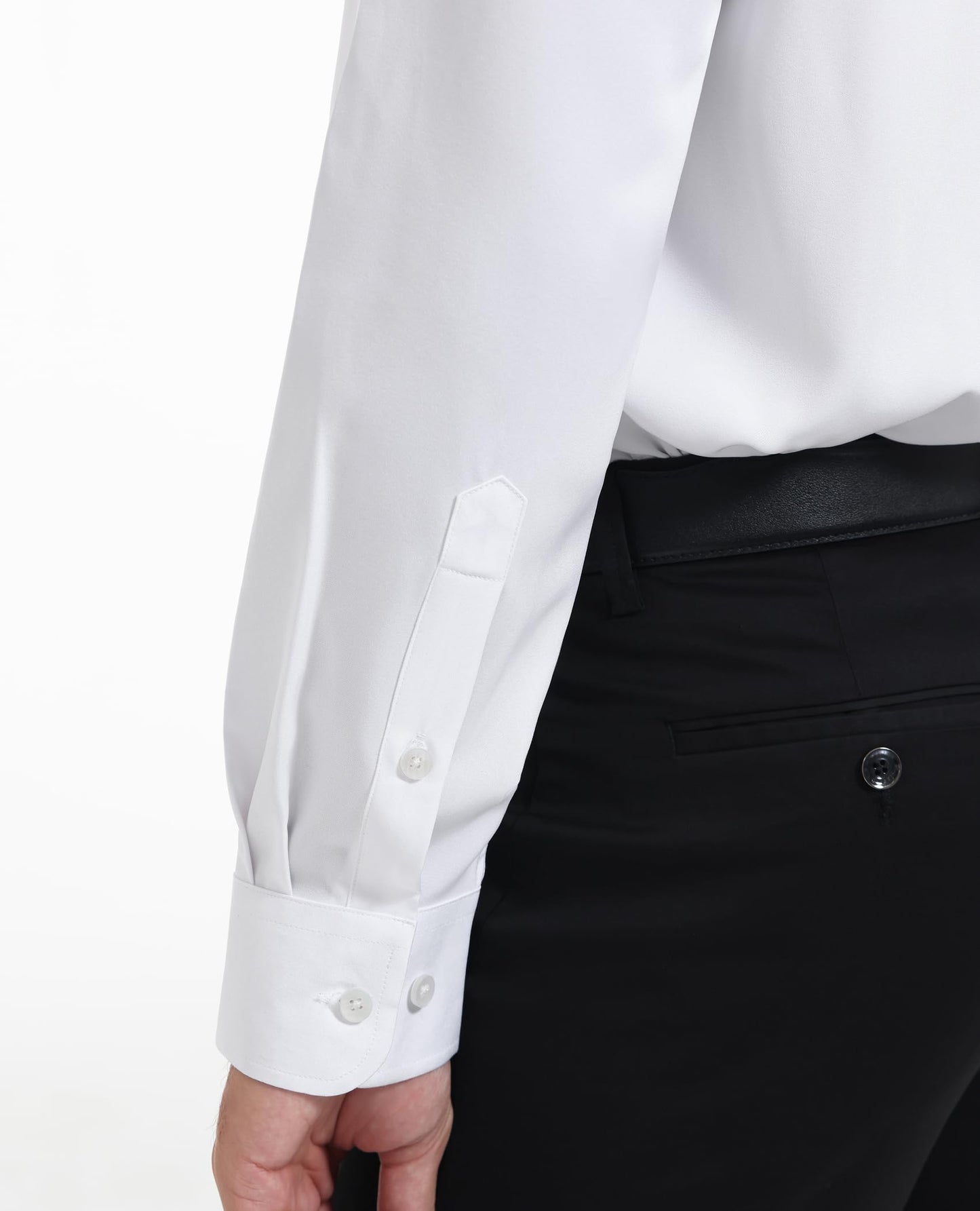 siliteelon Herren Hemd Langarm Weißes Bügelfrei Hemden Weiss Matt Stretch Oberhemd für Männer Weiß Regular Fit Anzug Business Herrenhemd für mit Tasche Büro Arbeit Hochzeit