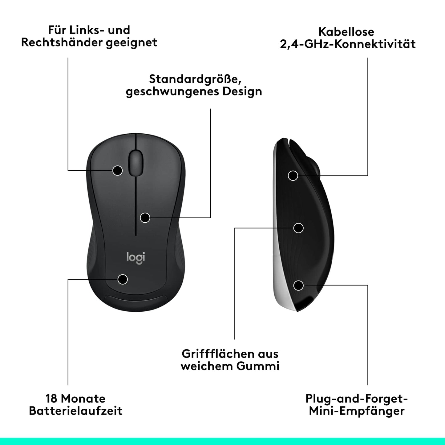 Logitech MK540 Advanced Kabellose Tastatur und Maus Combo für Windows, 2,4 GHz Unifying USB-Empfänger, Sondertasten, 3 Jahre Batterielaufzeit, Für PC, Laptop, QWERTZ-Layout - Schwarz