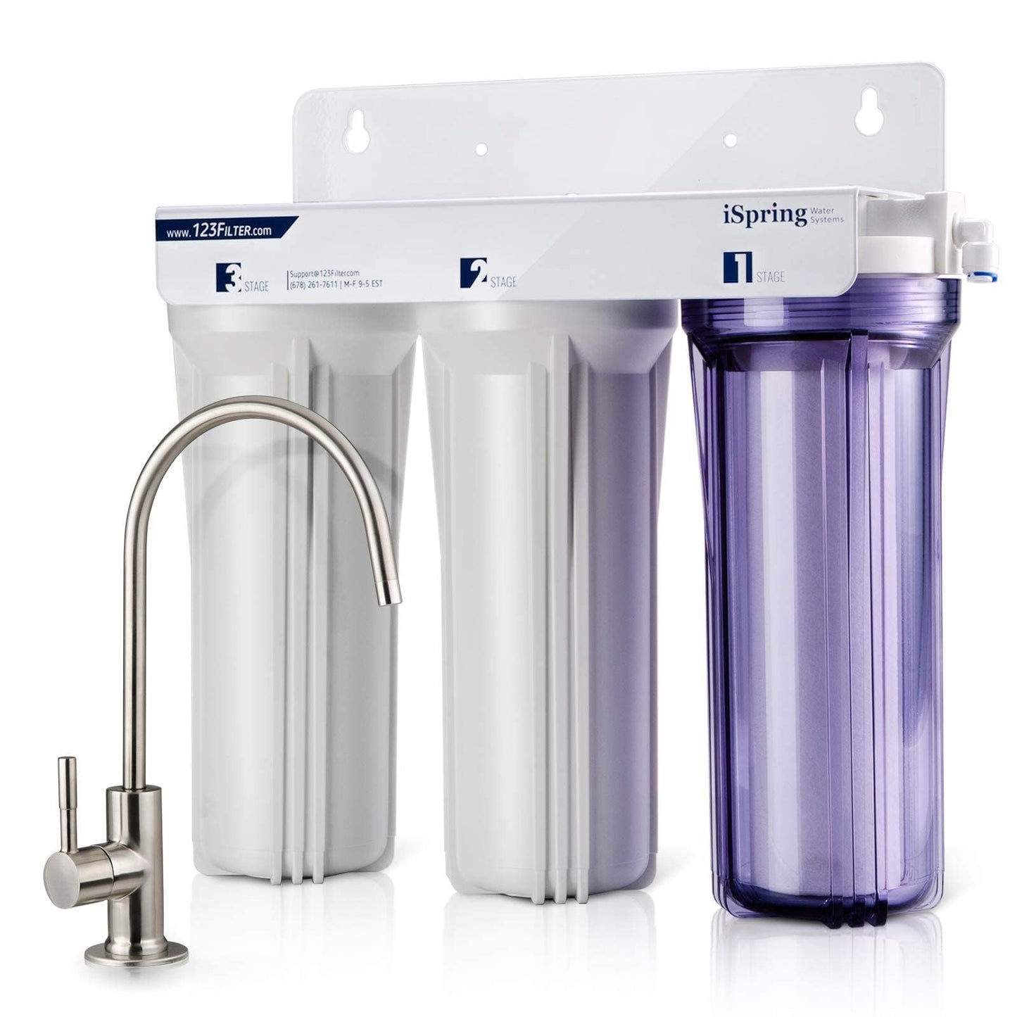 iSpring US31 3-stufiges Untertisch-Wasserfiltersystem für Trinkwasser, tanklos, hohe Kapazität, Sediment + GAC + CTO (Neueste Version)