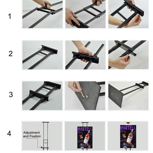 VAIIGO Doppelseitiger Plakatständer (für 2 Plakate) Infoständer Verstellbarer Metall Präsentationsständer Werbeständer Standhöhe bis 78 Zoll (Schwarz)