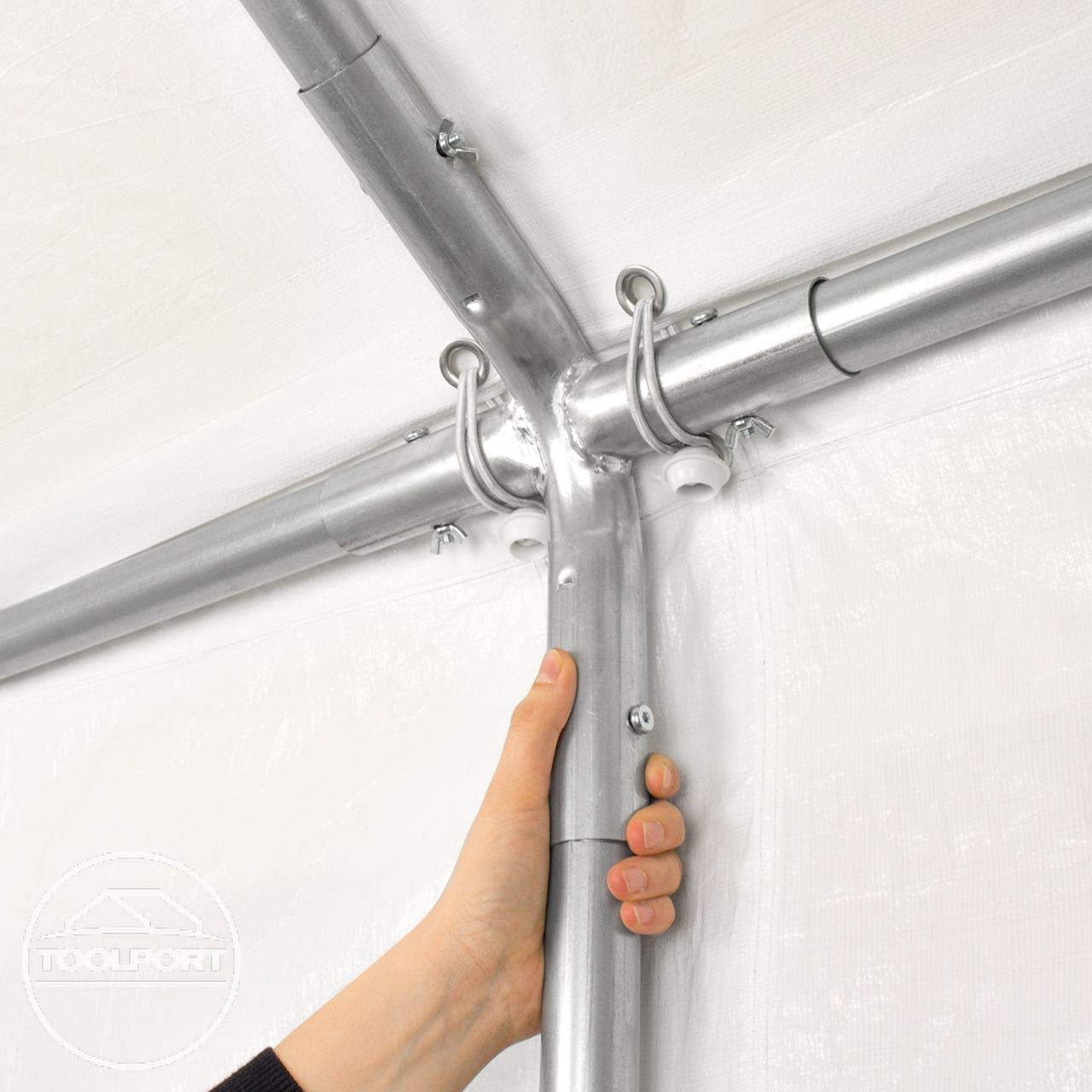 TOOLPORT Hochwertiges Partyzelt 3x6 m Pavillon Zelt PE Plane 450 N Gartenzelt Festzelt Wasserdicht weiß
