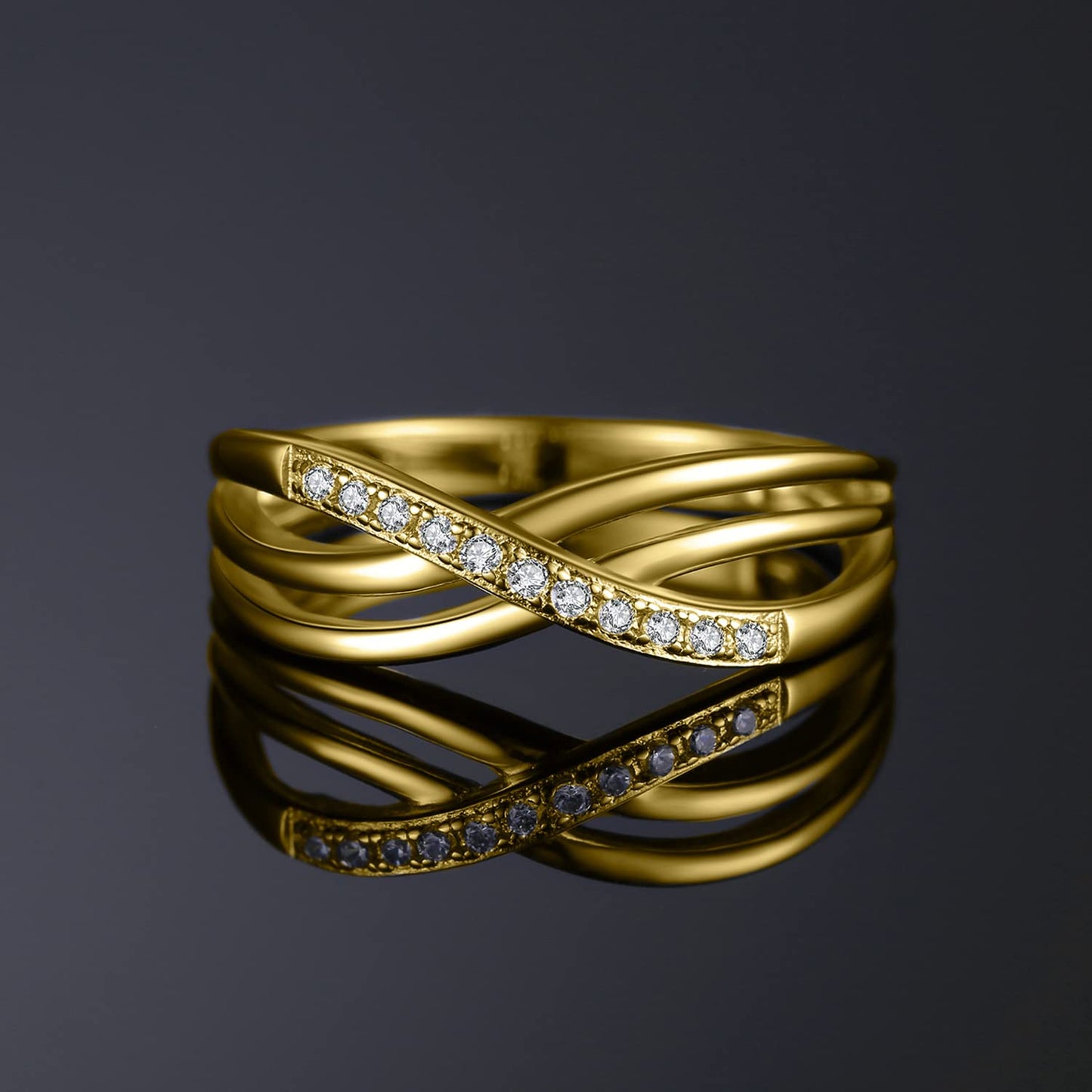 JewelryPalace Infinity Wickelring Verlobungsring Unendlichkeit Promise Eheringe Ring Silber 925 Damen, Zirkonia Silberringe Trauringe Hochzeitsringe Antragsring Ringe, Damen Schmuck Vergoldet 58
