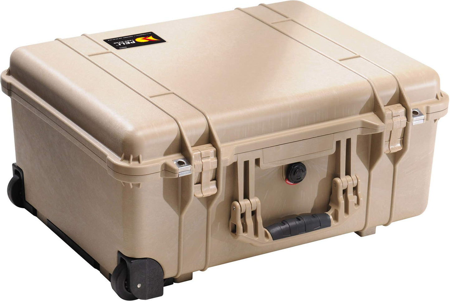 PELI 1560 Langer Schutzkoffer mit Rollen und Einziehbarem Teleskopgriff, IP67 Wasser- und Staubdicht, 44L Volumen, Mit Schaumstoffeinlage (Anpassbar), Sandfarben, 1560-000-190E